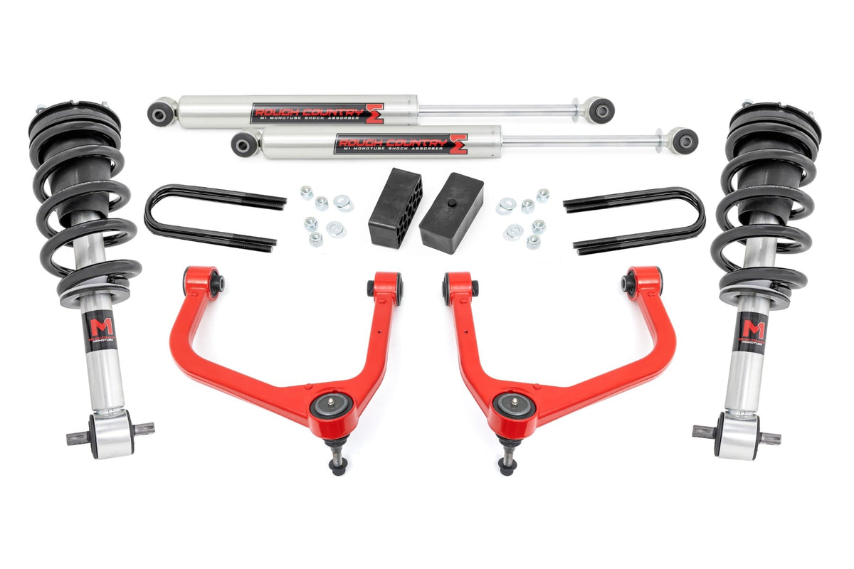 3.5 Inch Lift Kit Mono Leaf Rear M1 Struts/M1 Red GMC Sierra 1500 (19-24) Rough Country