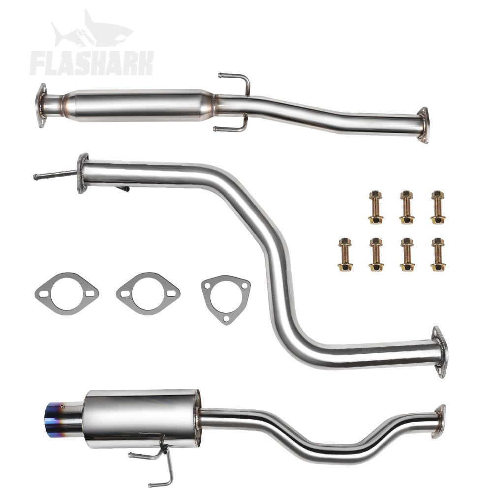 2.25" Catback Exhaust System For 1992-2000 Honda Civic 1.6L with 4" Burnt Rolled Muffler Tip Flashark