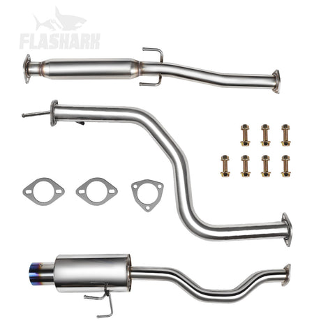 2.25" Catback Exhaust System For 1992-2000 Honda Civic 1.6L with 4" Burnt Rolled Muffler Tip Flashark