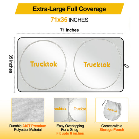 Trucktok Specially Customized  Universal Windshield Sunshade Summer Interior Cooler Auto Sun Protector TruckTok