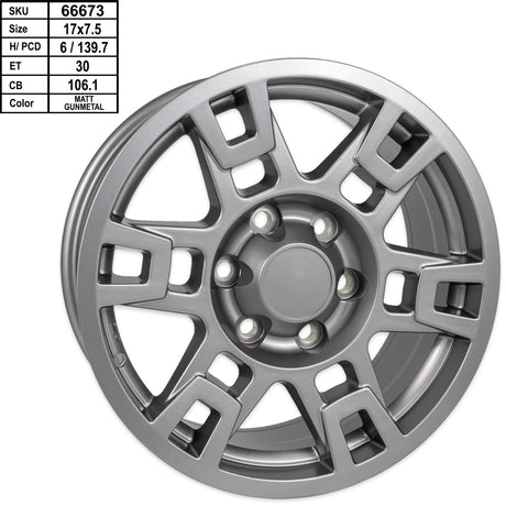 Toyota TRD Style Wheel 17 x 7.5" Auto Rim 1pc Matte Gunmetal