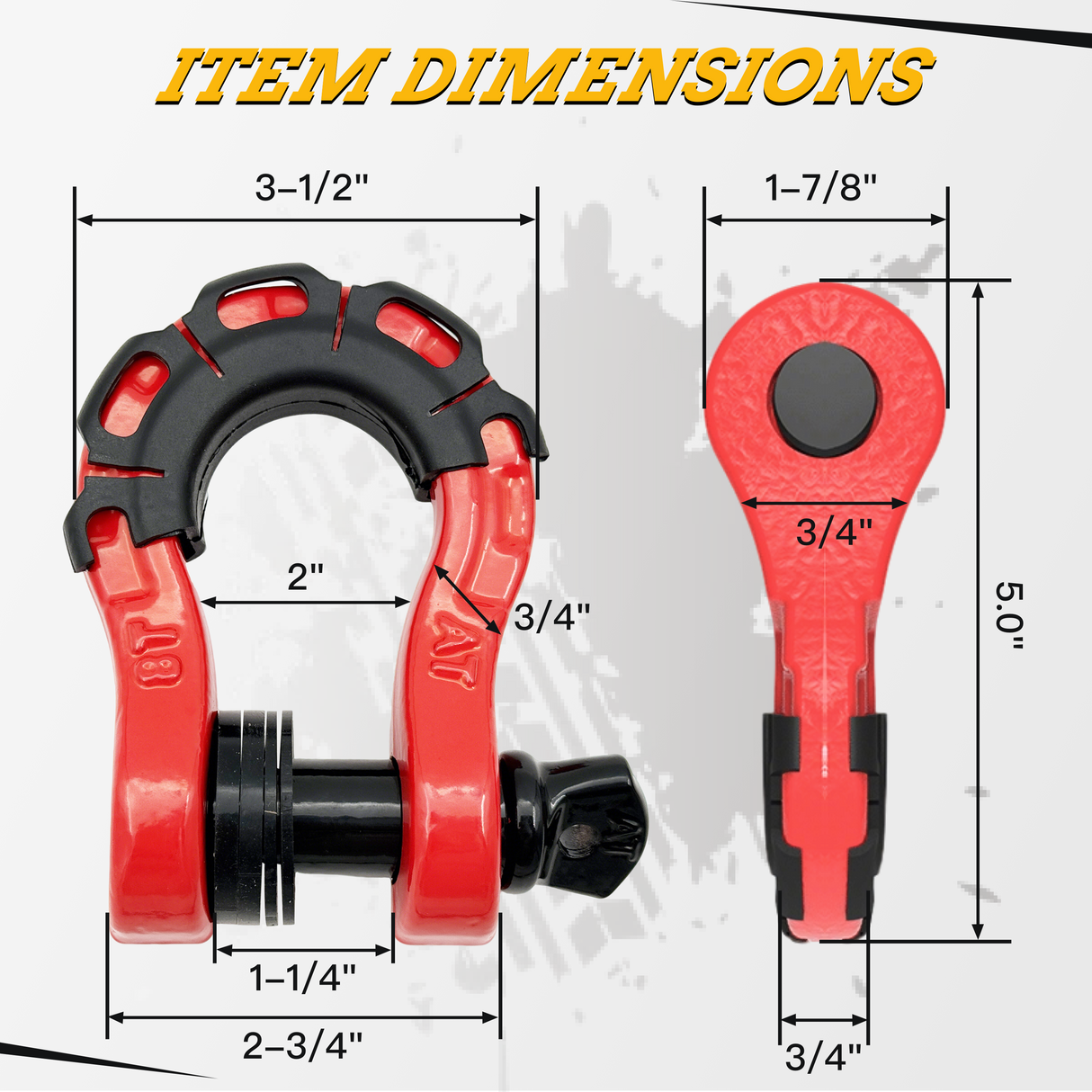 Trucktok 3/4" D-Ring Shackle 70,000 lbs Break Strength with Isolator (1 Pair ) TruckTok
