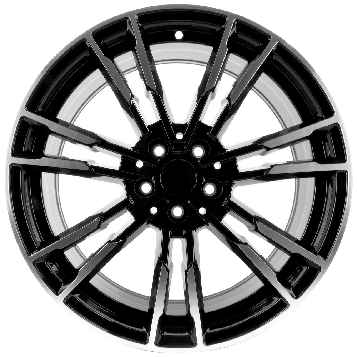 Volkswagen And Audi Style Wheels 19x8.5/9.5 5x112, Black/Machined Rims Set of 4