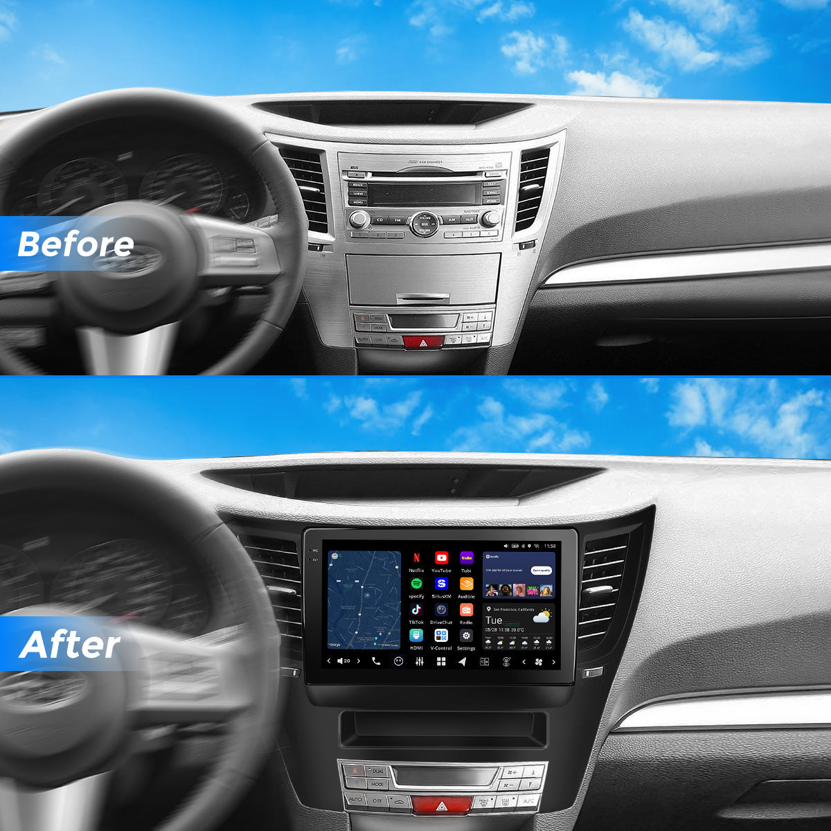 VISION 9” Custom-Fit Car Stereo for Subaru Outback 2010-2014