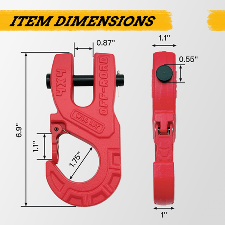 Trucktok 3/8" Forged Steel Winch Hook 44,000 lbs with Safety Latch TruckTok