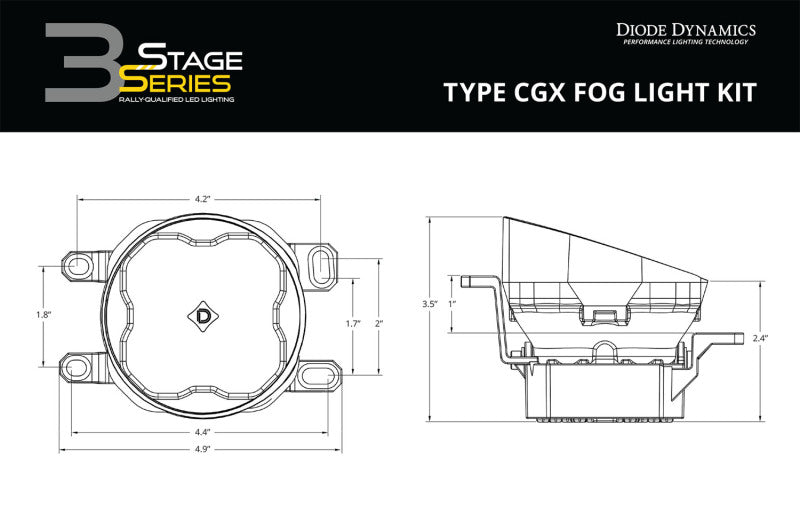 Diode Dynamics SS3 Type CGX LED Fog Light Kit Sport - Yellow SAE Fog