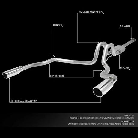 Catback Exhaust System For 2015-2020 Ford F150 2.7L 3.5L 5.0L 3-Inch W/ Black/Polished Muffler Tips Flashark