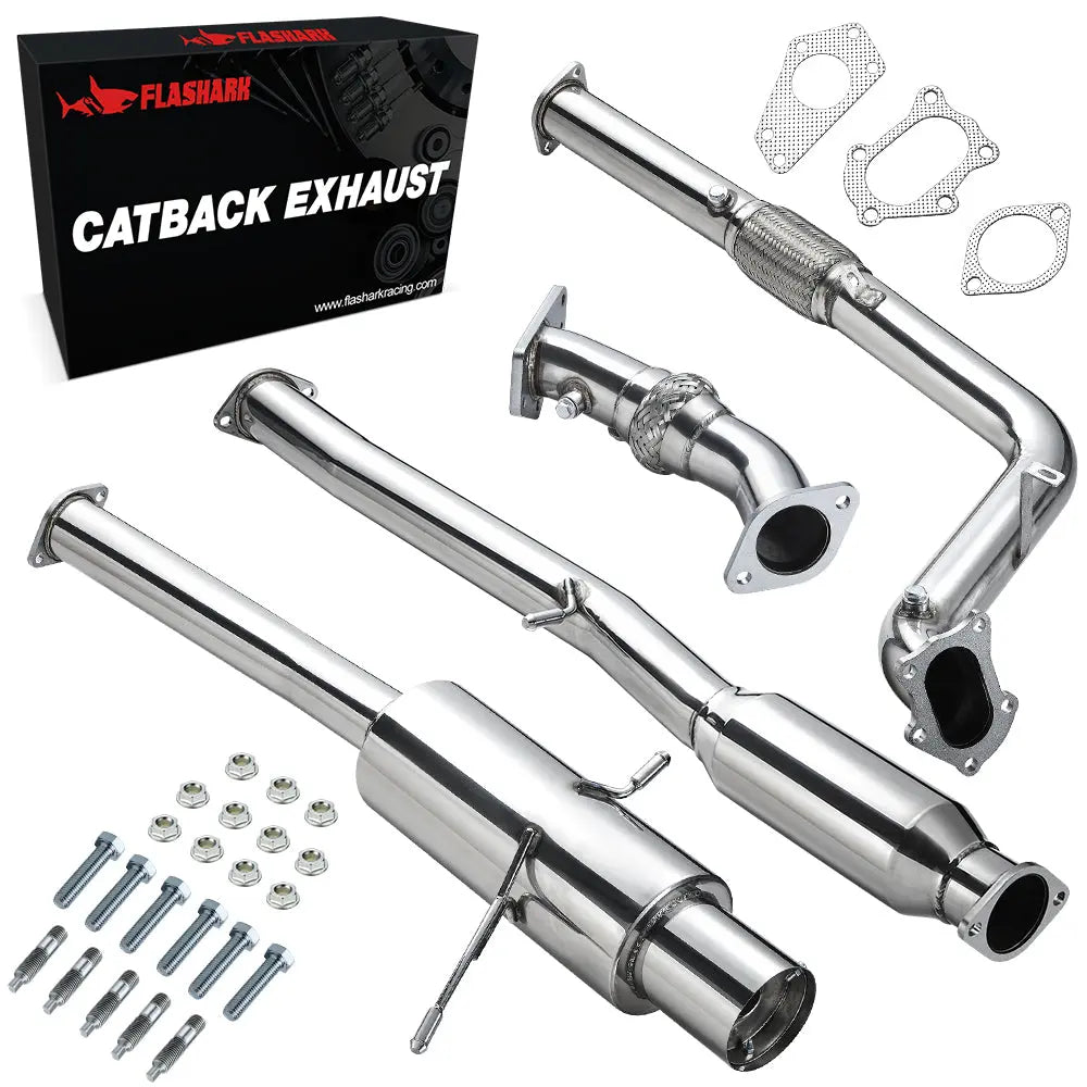 2002-2007 Subaru WRX/STI GD EJ205 Catback Exhaust 3" Pipe 4.5" Muffler Tip + Downpipe Up-pipe Flashark