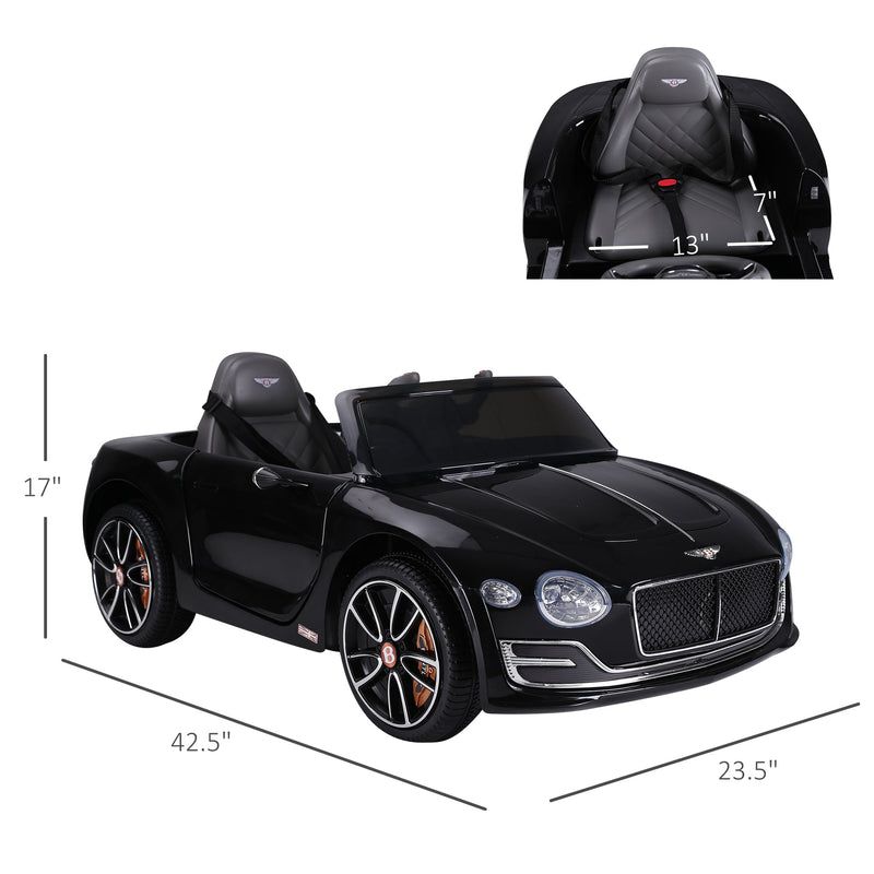 Licensed 12V Bentley Ride On Car for Kids with Parent Remote Control - Black