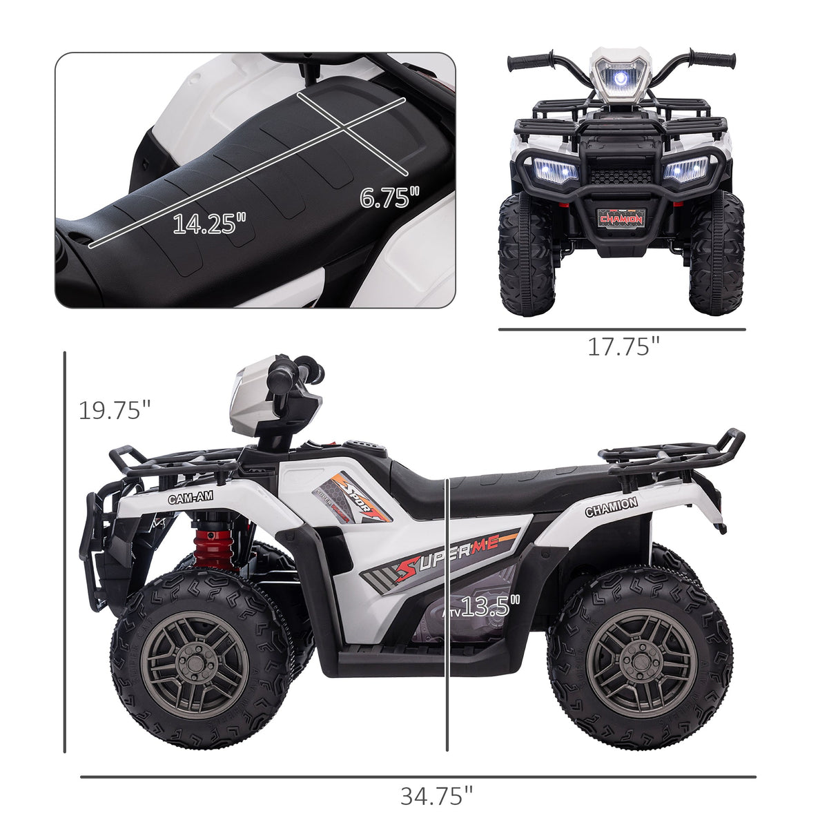 12V Kids ATV with Music, Headlights, and Forward/Backward Function - A Fun Ride for Young Adventurers!