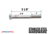Stainless Steel Bolt 3/8 x 3 1/8", Hex Head - Available w/ Nut and Washer Hardware