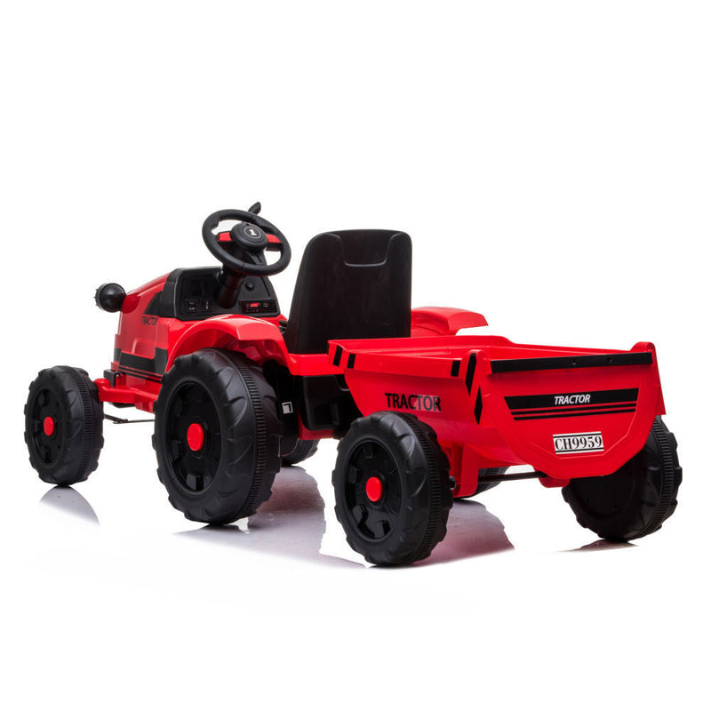 3-Gear-Shift Ground Loader Ride On Toy with LED Lights and Trailer Attachment