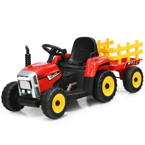 3-Gear-Shift Kids Tractor with Trailer Loader and Ground Battery for Toddlers (12V)