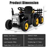 3-Gear-Shift Ride-On Tractor for Kids 3+ Years - Black