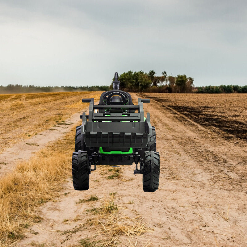 3-in-1 Electric Ride-On Tractor Bulldozer with Trailer and Remote Control for Kids (24V)