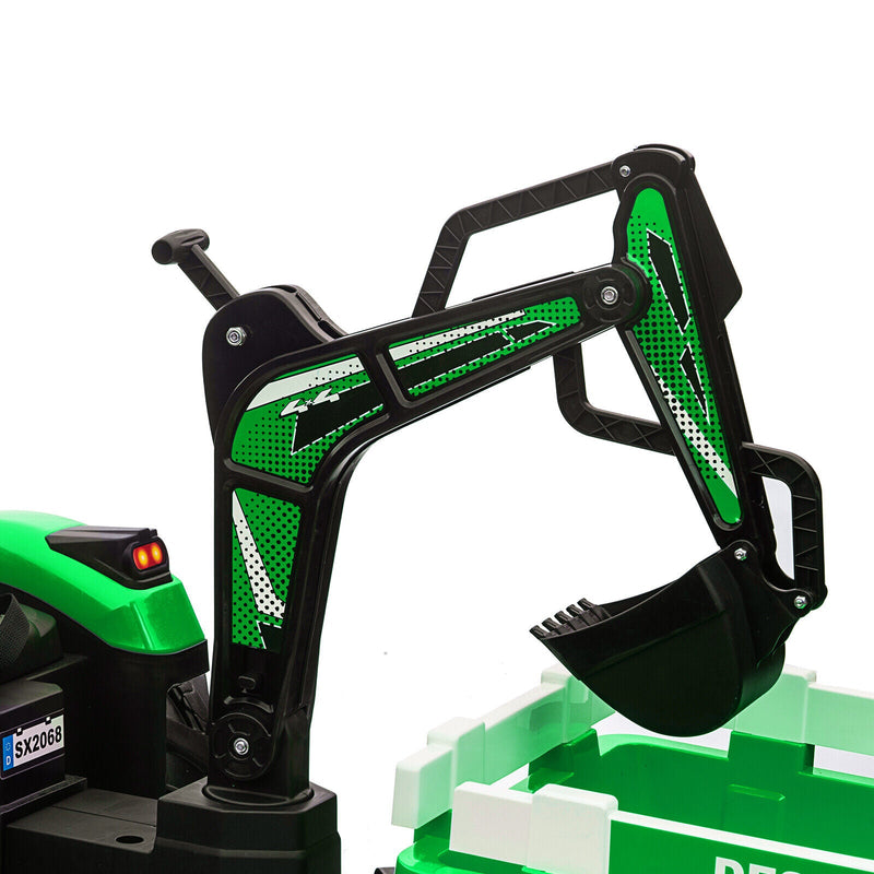 3-in-1 Electric Ride-On Tractor Bulldozer with Trailer and Remote Control for Kids (24V)