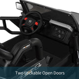 3-Speed Black Ride-On Car for Kids with RC, MP3, LED Lights, USB, and Cover - 12V Battery Powered