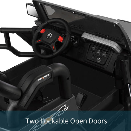 3-Speed Black Ride-On Car for Kids with RC, MP3, LED Lights, USB, and Cover - 12V Battery Powered