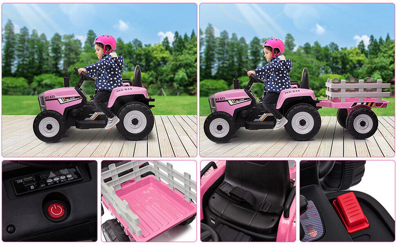 3-Speed Electric 12V Tractor Ride-On Car for Kids with Remote Control