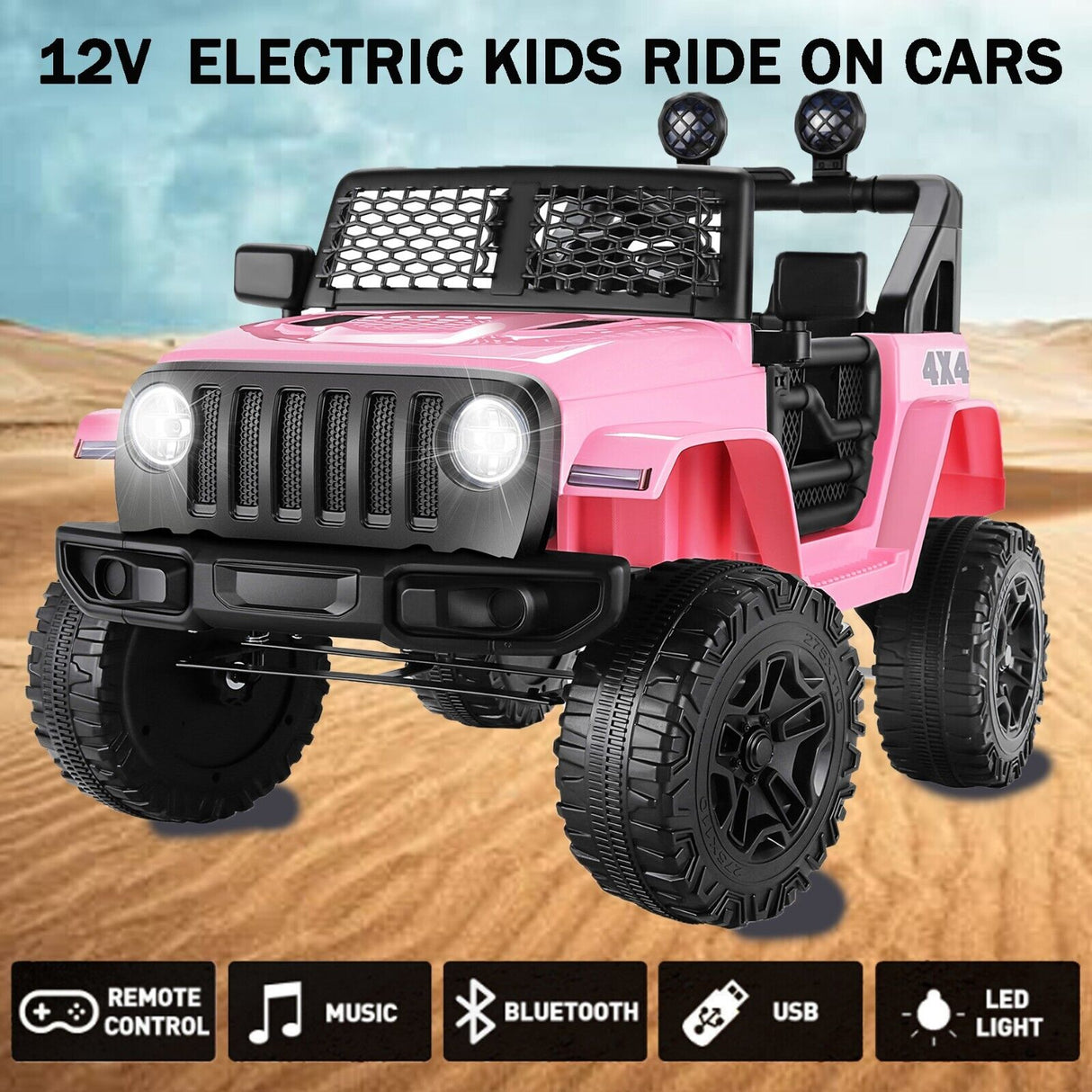 12V 2-Seater Electric Ride On Car for Kids with 3 Speed Options and Remote Control