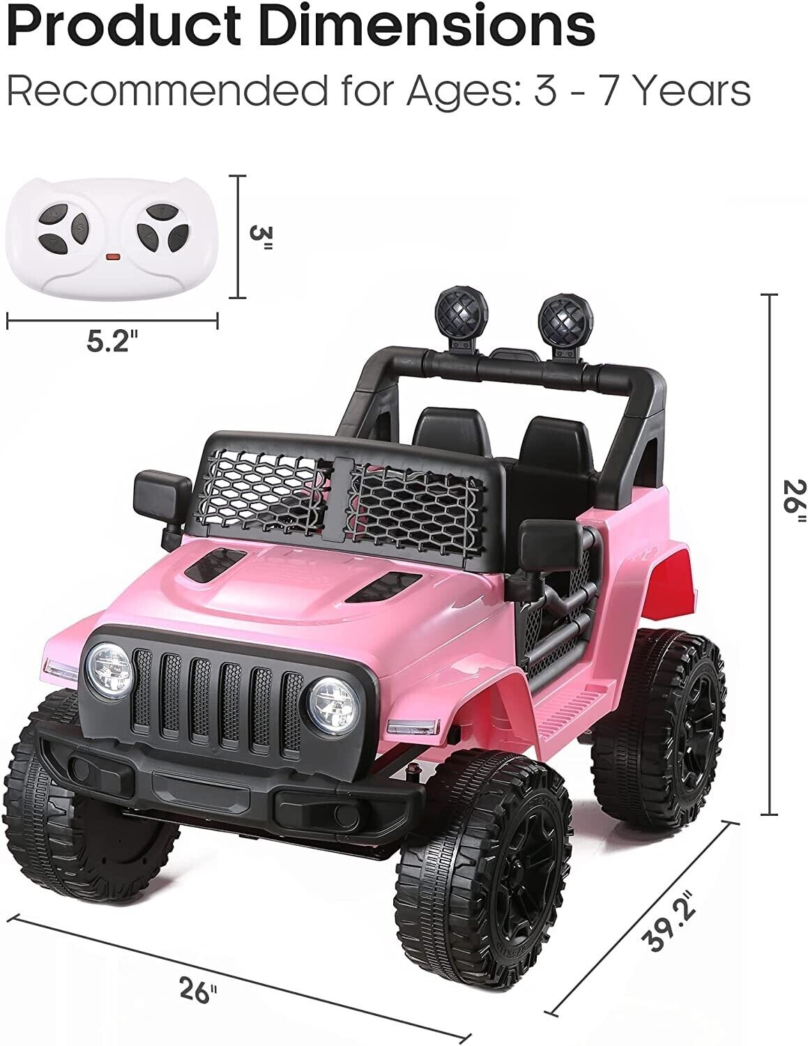 12V MP3 Kids Ride On Truck Car with Remote Control, LED Lights, and Music - Perfect Gift for Little Ones!