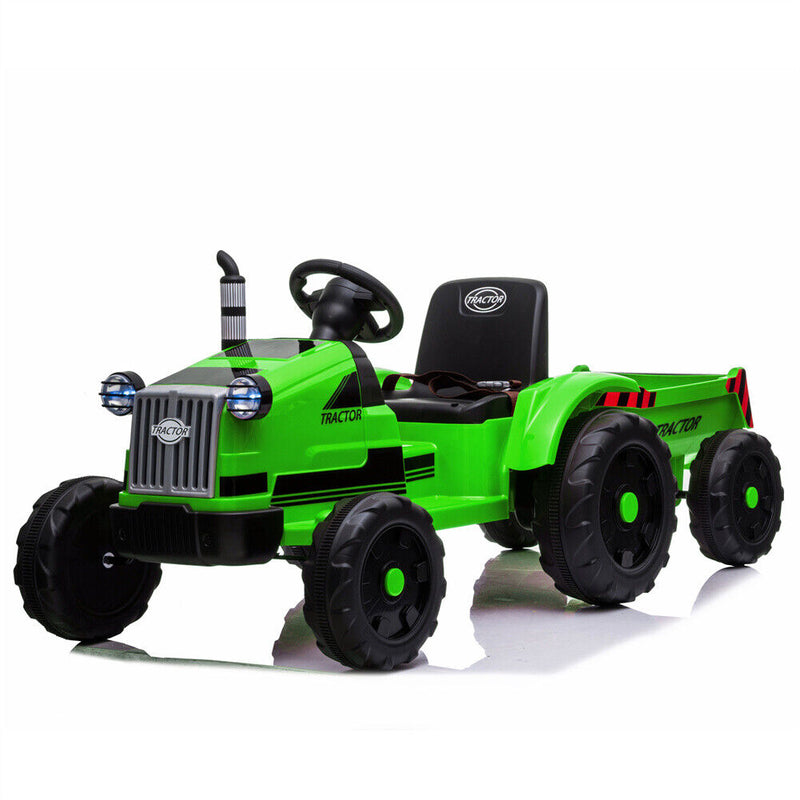 3-Speed Electric Ride On Tractor Car Toy with Trailer for Kids - Remote Controlled