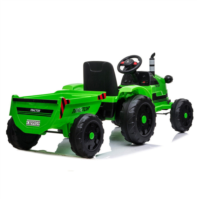 3-Speed Electric Ride On Tractor Car Toy with Trailer for Kids - Remote Controlled