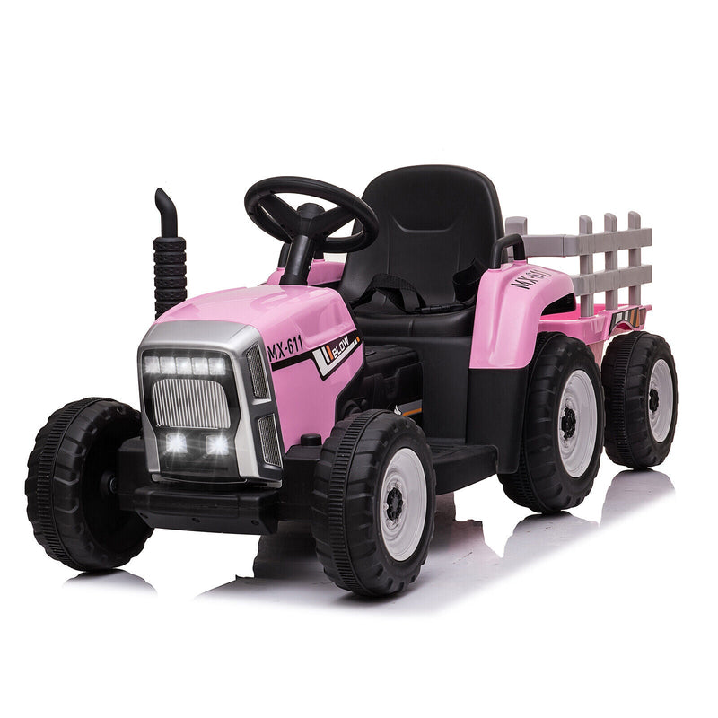 3-Speed Electric Ride On Tractor Toy with Trailer for Kids - Remote Controlled