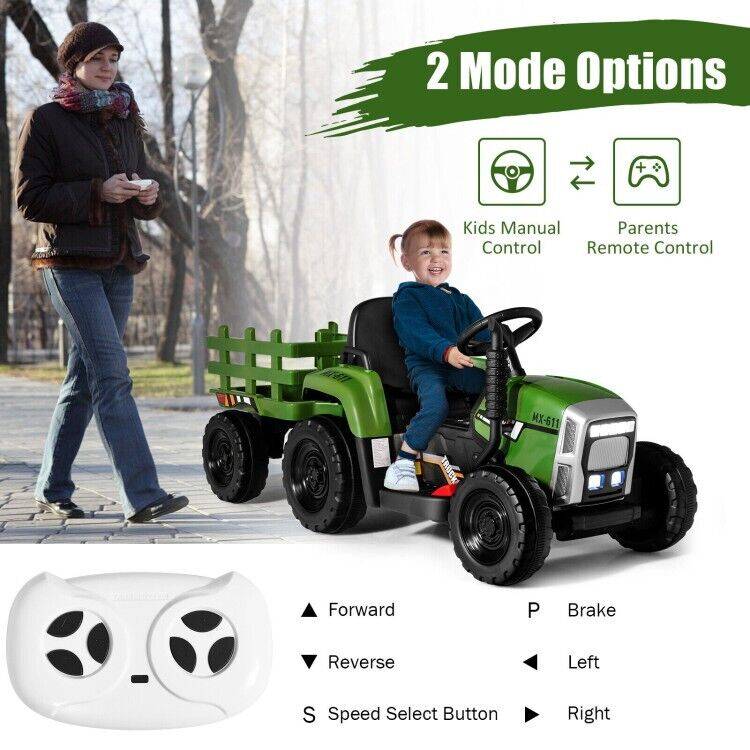 3-Speed Kids Ride-On Tractor with Ground Loader Attachment