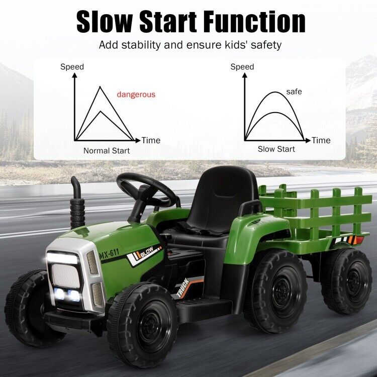 3-Speed Kids Ride-On Tractor with Ground Loader Attachment