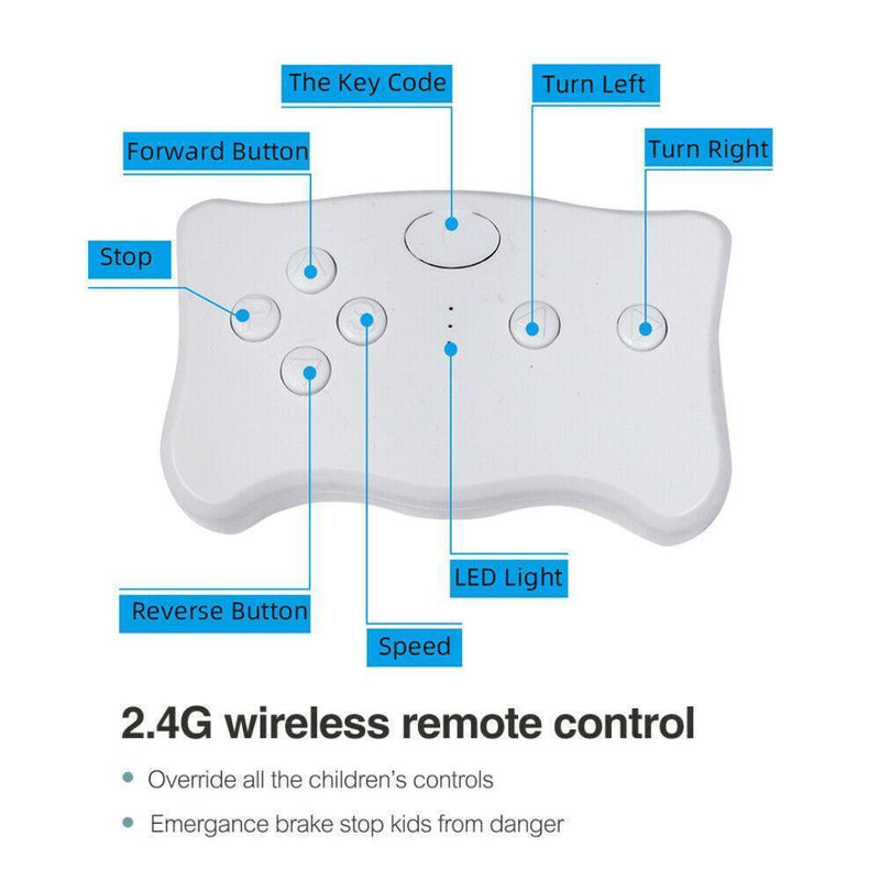3-Speed Rechargeable Ride-On Car for Kids with Music, Lights, and Remote Control - Red