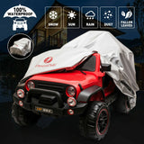 3-Speed Red Ride On Car Truck for Kids with RC, MP3, LED Lights, USB, and Cover - 12V