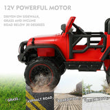 3-Speed Red Ride On Car Truck for Kids with RC, MP3, LED Lights, USB, and Cover - 12V