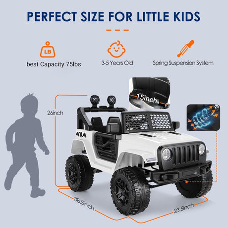 3-Speed Ride-On Truck for Kids with Parent Remote Control and 12V LED Lights