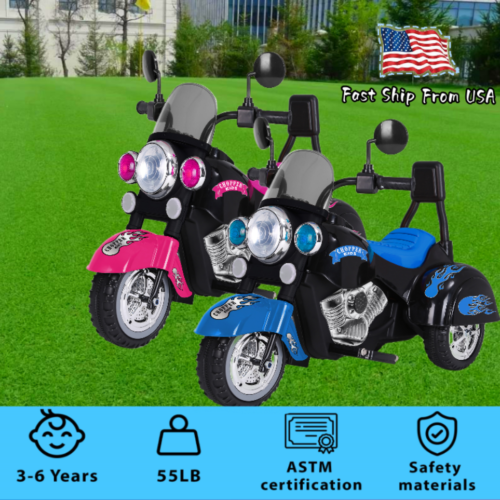 3-Wheel Chopper Motorbike Toy for Kids with LED Lights - Harley Motorcycle Inspired