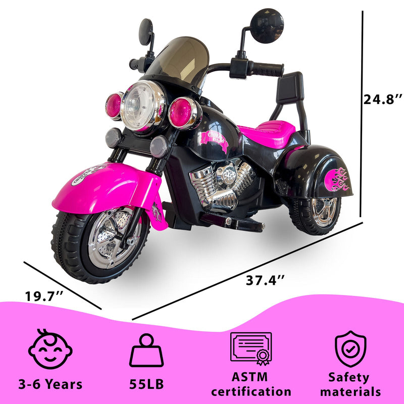 3-Wheel Chopper Motorbike Toy for Kids with LED Lights - Harley Motorcycle Inspired