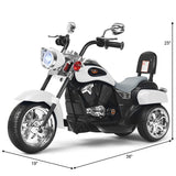 3-Wheel Chopper Motorcycle for Kids with Light & Horn - White