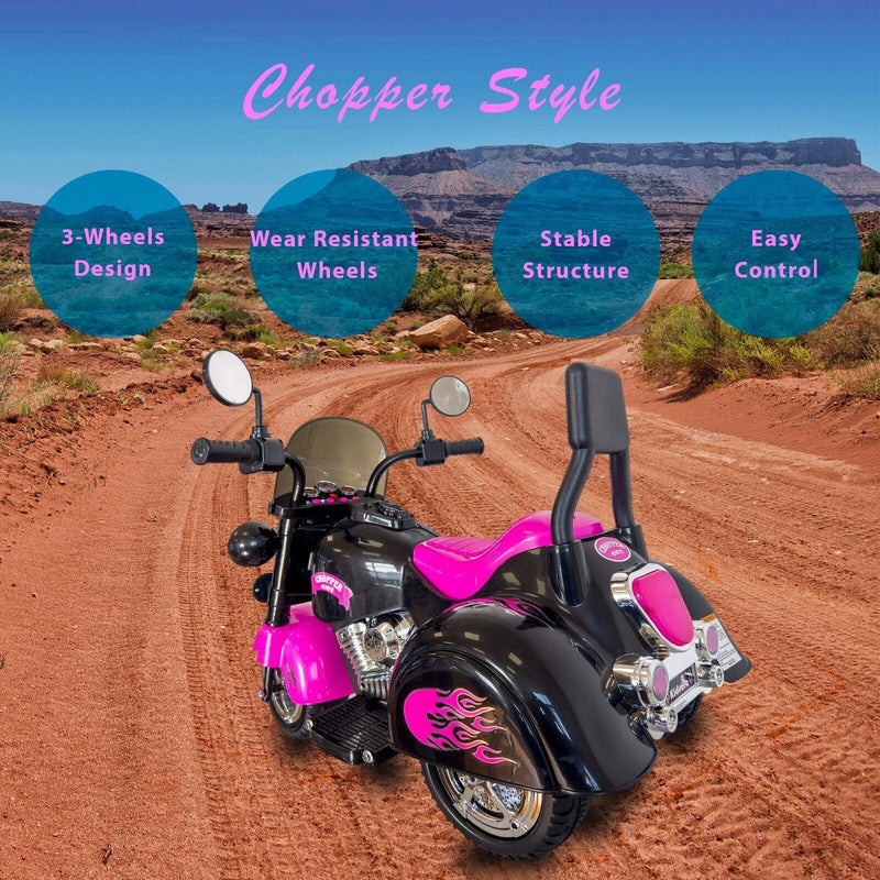 3-Wheel Chopper Ride-On Motorcycle Toy for Kids with LED Headlights