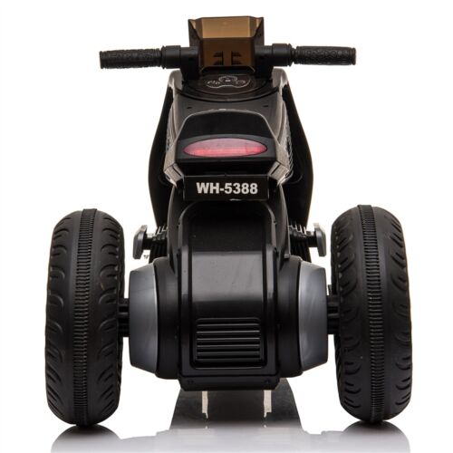 3-Wheel Double Drive Electric Kids Motorcycle in Black - 6V Ride-On Toy for Children
