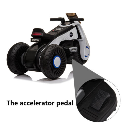 3-Wheel Double Drive Electric Motorcycle for Kids in White, Black, or Pink