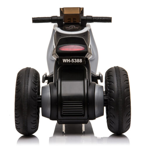 3-Wheel Double Drive Electric Motorcycle for Kids in White, Black, or Pink