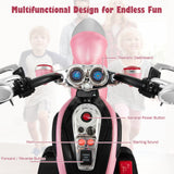 3-Wheel Pink Chopper Motorcycle for Kids with Headlight and Horn