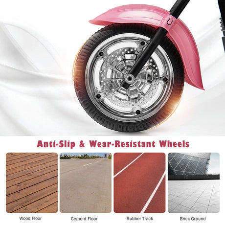 3-Wheel Pink Chopper Motorcycle for Kids with Headlight and Horn