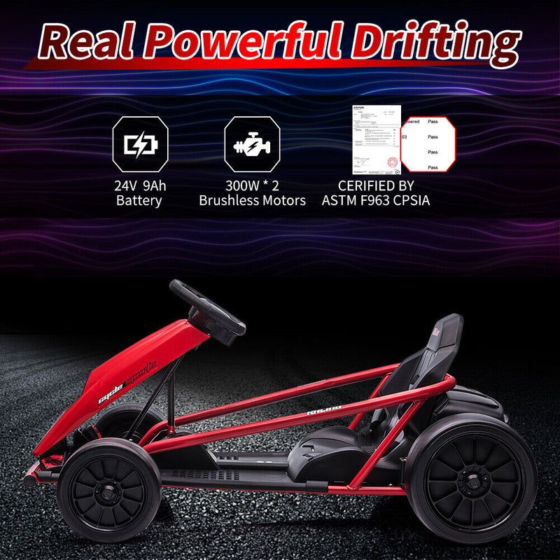 300W Electric Go Kart for Kids - Powerful Motors for Outdoor Drifting Fun!