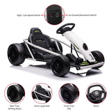 300W*2 Powerful Motors Go Kart for Kids 8-12 Years with Music and 175LBS Load Capacity