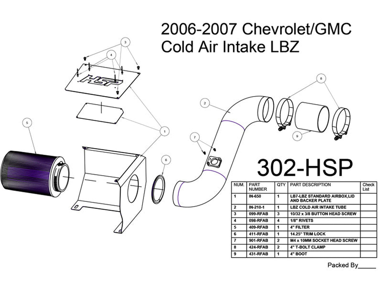 HSP Cold Air Intake, 2006-2007 Chevrolet / GMC 6.6L Duramax LBZ HSP Diesel