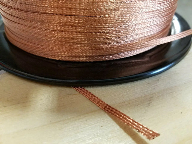 25 Ft' Flat Braided braid pure Copper Wire 1/8" Wide Ground Strap USA ACDC