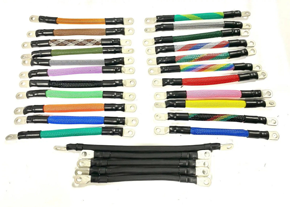 Ezgo battery Cables 2 GAUGE AWG golf cart TXT 36V BRAIDED 5pc Set COLOR CHOICES AC DC WIRE AND SUPPLY