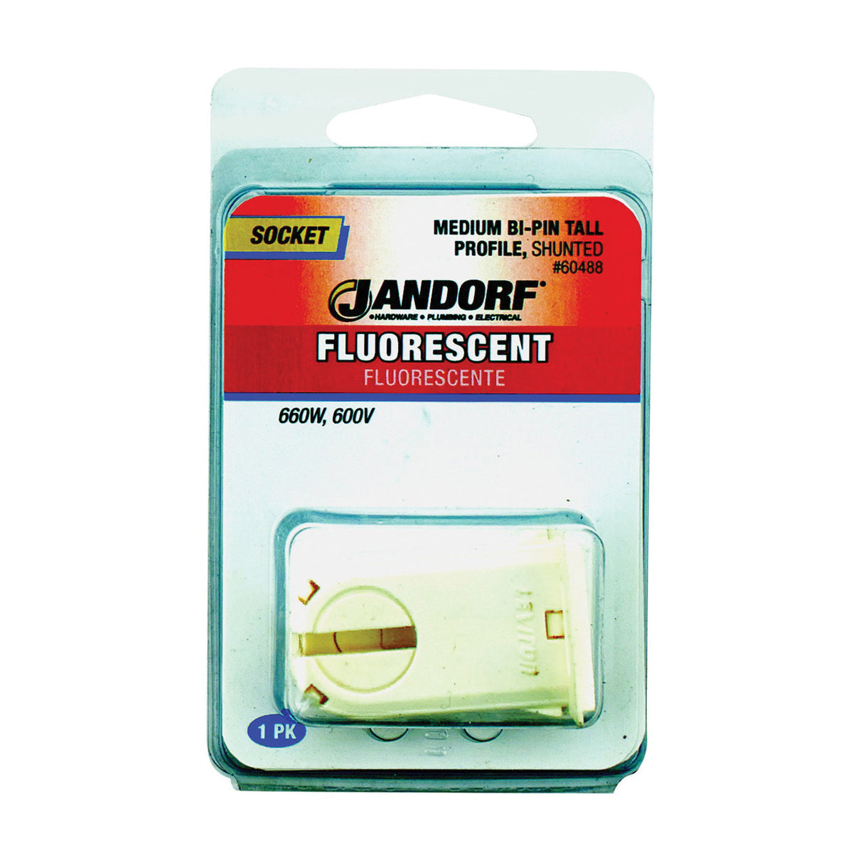 JANDORF Socket Fluorescent Med Base Bi Pin Tall Profile 60488 Jandorf