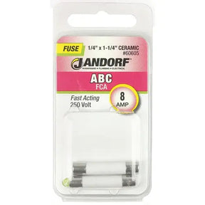 Jandorf Fast Acting 250 Volt 8 Amp Fuse #60605 Jandorf